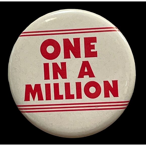 80s Pinback Button One in a Million Vintage Retro Pin Jacket Red White - Picture 5 of 6